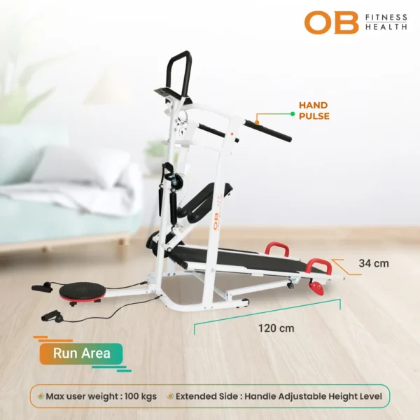 OB Fit OB-2017 Manual Treadmill Foldable Multifungsi Max User 100 kg