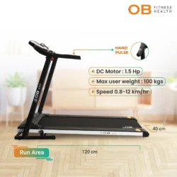 OB-1061 Alat Fitness Treadmill Elektrik DC 1.5 HP Max User 80 kg Ergonomic Design for Home Use
