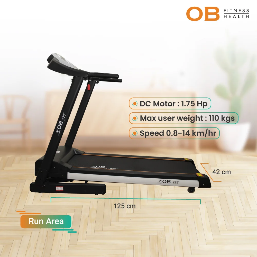 OB-1070 Treadmill Elektrik 1.75 HP 12P Max User 110 kg Low Watt & Terbaik Olahraga di Rumah 🏡