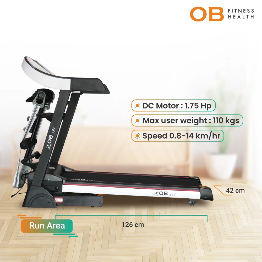 OB-1039 AI Treadmill Motorized Multifunction 1.75 HP Max User 110 kg /w Spring Shock Absorption Sys