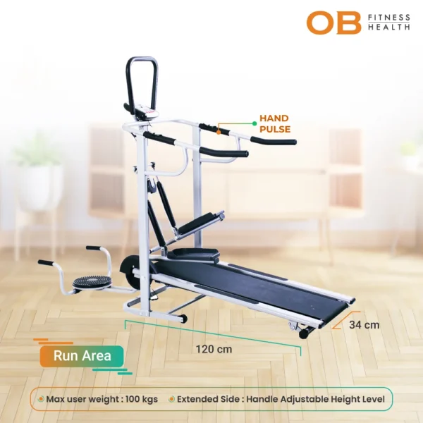 OB-2014 Manual Treadmill 6 Multifungsi Max User 100 kg Stepper, Twister