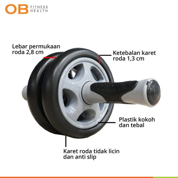 Power ABS Roller OB Fit Melatih Otot Tangan, Perut & Kaki